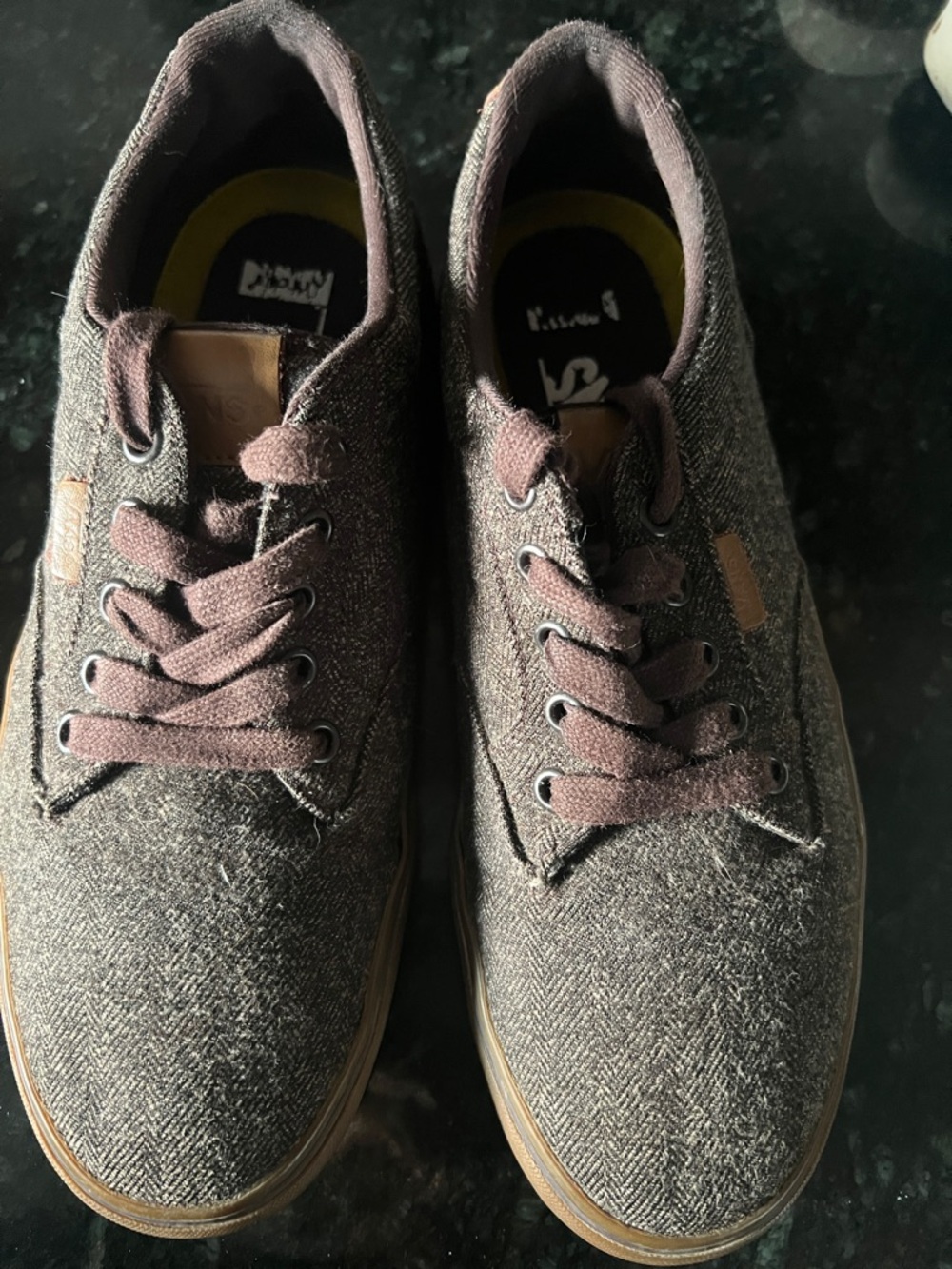 Vans Brown Herringbone Canvas Sneakers